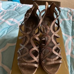 Thalia Soda wedge rhinestone sandals